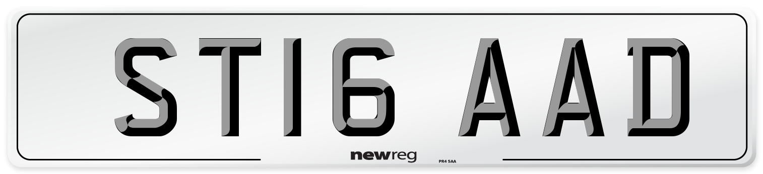 ST16 AAD Number Plate from New Reg